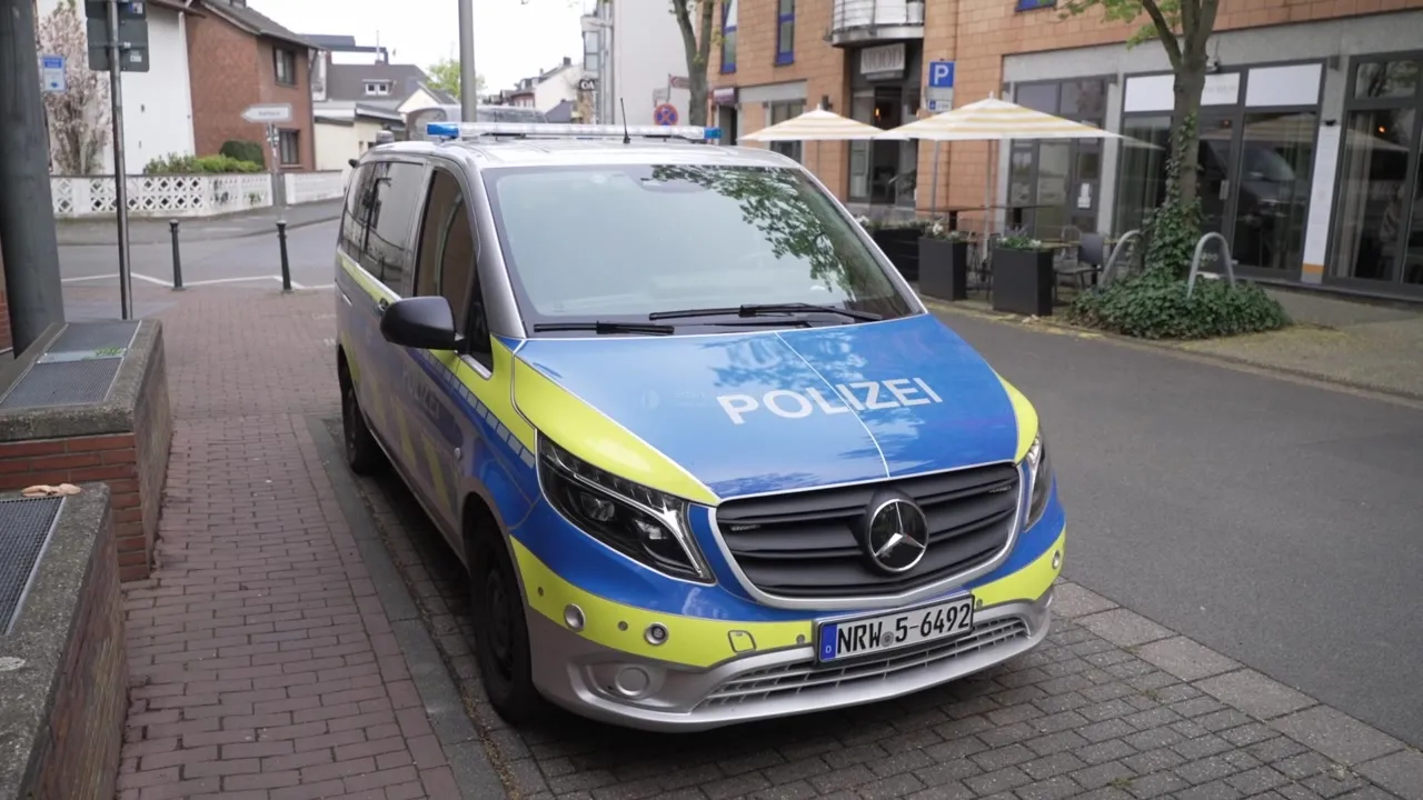 Polizeifahrzeug in Pulheim nahe Tatort